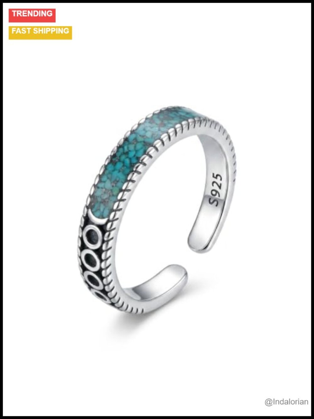 Raw Turquoise Toe Rings 925 Sterling Silver Genuine Natural Adjustable Beach